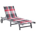 Vidaxl chaise longue de jardin avec coussin gris bois d'acacia solide Vidaxl chaise longue de jardin avec coussin gris bois d'acacia solide