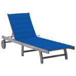 Vidaxl chaise longue de jardin avec coussin gris bois d'acacia solide