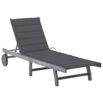 Vidaxl chaise longue de jardin avec coussin gris bois d'acacia solide Vidaxl chaise longue de jardin avec coussin gris bois d'acacia solide