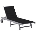 Vidaxl chaise longue de jardin avec coussin gris bois d'acacia solide Vidaxl chaise longue de jardin avec coussin gris bois d'acacia solide