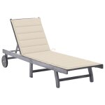 Vidaxl chaise longue de jardin avec coussin gris bois d'acacia solide Vidaxl chaise longue de jardin avec coussin gris bois d'acacia solide