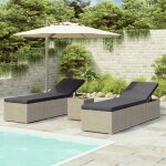 Vidaxl chaises longues de jardin table a th 3 pcs rsine tresse gris