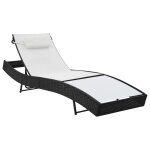 Vidaxl chaise longue avec oreiller r�sine tress�e noir