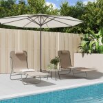 Vidaxl chaises longues pliables lot de 2 taupe textilne et acier