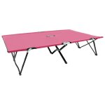 Vidaxl chaise longue pliable 2 places rose acier