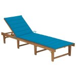 Vidaxl chaise longue pliable avec coussin bois d'acacia solide