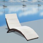 Vidaxl chaise longue pliable avec coussin rsine tresse marron