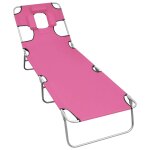 Vidaxl chaise longue pliable avec coussin de t�te acier rose magento