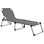 Vidaxl chaise longue pliable extra haute pour seniors gris aluminium