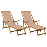 Vidaxl chaise longue pliante 2 pc 3 position bois d'eucalyptus massif