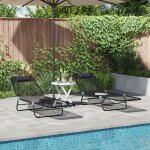 Vidaxl chaises longues pliantes 2 pcs avec appuie - tte noir textilne