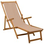 Vidaxl chaise longue pliante 3 position bois d'eucalyptus massif taupe