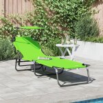 Vidaxl chaise longue pliante avec auvent en tissu oxford vert 600d