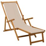 Vidaxl chaise longue pliante bois d'eucalyptus massif beige