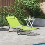Vidaxl chaise longue pliante avec repose - t�te en textil�ne verte