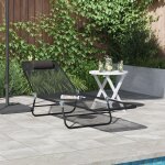 Vidaxl chaise longue pliante avec ttire textilne noire