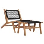 Vidaxl chaise longue avec repose - pied bois de teck solide et corde