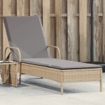 Vidaxl chaise longue avec roues et coussin beige r�sine tress�e