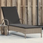 Vidaxl chaise longue avec roues et coussins gris clair r�sine tress�e