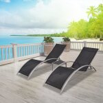 Vidaxl chaises longues avec table aluminium noir