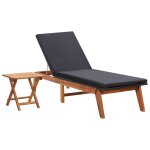 Vidaxl chaise longue avec table r�sine tress�e et bois d'acacia massif