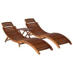 Vidaxl chaise longue avec table a th� 3 pcs bois d'acacia massif