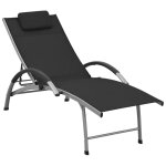 Vidaxl chaise longue textilne et aluminium noir