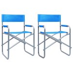 Vidaxl chaises de metteur en scne 2 pcs acier bleu