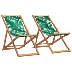 Vidaxl chaises de plage pliantes lot de 2 tissu et bois massif Vidaxl chaises de plage pliantes lot de 2 tissu et bois massif