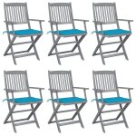 Vidaxl chaises pliables d'extérieur lot de 6 et coussins bois d'acacia Vidaxl chaises pliables d'extérieur lot de 6 et coussins bois d'acacia