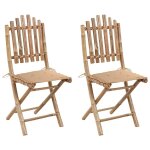 Vidaxl chaises pliables de jardin 2 pcs avec coussins bambou