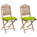 Vidaxl chaises pliables de jardin 2 pcs avec coussins bambou