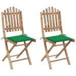 Vidaxl chaises pliables de jardin 2 pcs avec coussins bambou Vidaxl chaises pliables de jardin 2 pcs avec coussins bambou
