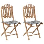 Vidaxl chaises pliables de jardin 2 pcs avec coussins bambou