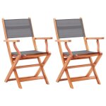 Vidaxl chaises pliables de jardin 2 pcs gris eucalyptus et textilne