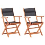 Vidaxl chaises pliables de jardin 2 pcs noir eucalyptus et textilène Vidaxl chaises pliables de jardin 2 pcs noir eucalyptus et textilène