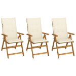 Vidaxl chaises pliables de jardin 3 pcs avec coussins bois d'acacia