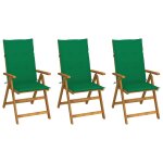 Vidaxl chaises pliables de jardin 3 pcs avec coussins bois d'acacia