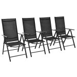 Vidaxl chaises pliables de jardin 4 pcs aluminium et textilne noir