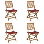 Vidaxl chaises pliables de jardin 4 pcs avec coussins bois d'acacia