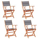 Vidaxl chaises pliables de jardin 4 pcs gris eucalyptus et textil�ne