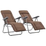 Vidaxl chaises pliables de jardin avec coussins 2 pcs marron
