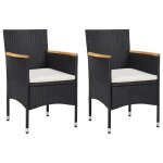 Vidaxl chaises de salle a manger de jardin 2 pcs r�sine tress�e noir