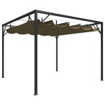 Vidaxl chapiteau de jardin avec auvent rétractable 3x3m taupe 180 g / m Vidaxl chapiteau de jardin avec auvent rétractable 3x3m taupe 180 g / m