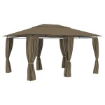 Vidaxl chapiteau de jardin avec rideaux 4x3 m taupe 180 g / m