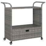 Vidaxl chariot de bar avec tiroir gris 100x45x97 cm rsine tresse