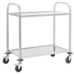 Vidaxl chariot de cuisine a 2 niveaux 96, 5x55x90 cm acier inoxydable