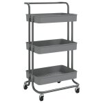 Vidaxl chariot de cuisine 3 niveaux gris 42x25x83, 5 cm fer et abs