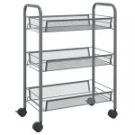 Vidaxl chariot de cuisine a 3 niveaux gris 46x26x64 cm fer Vidaxl chariot de cuisine a 3 niveaux gris 46x26x64 cm fer