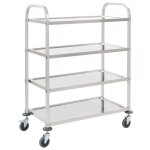 Vidaxl chariot de cuisine a 4 niveaux 107x55x125 cm acier inoxydable